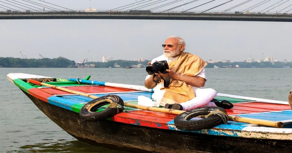 PM Modi Takes Boat Ride On Hooghly River, Wishes Prosperity For Bengal