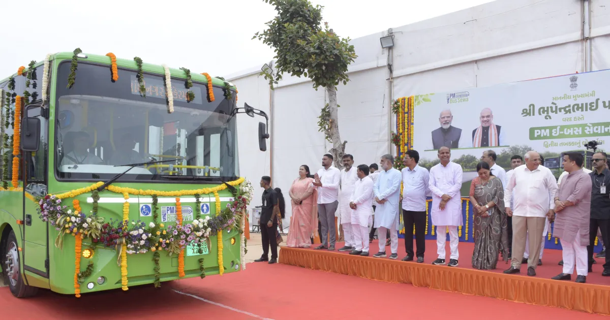 Gujarat Unveils Rs 1,848 Crore Projects, Flags Off 30 New E-Buses In Gandhinagar