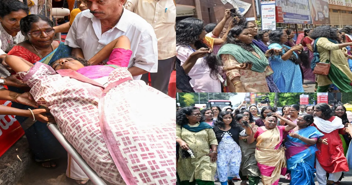 Left With No Choice! ASHA Workers Shave Heads in Kerala Protest