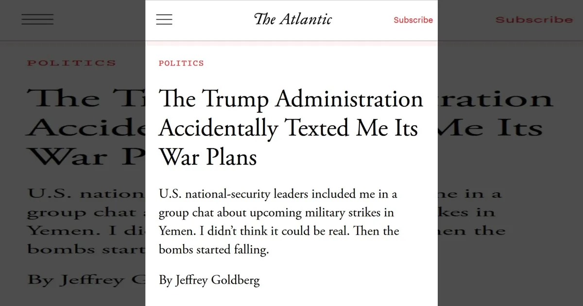 Trump Left Red-Faced! Journalist Accidentally Added into Yemen War Chat Group