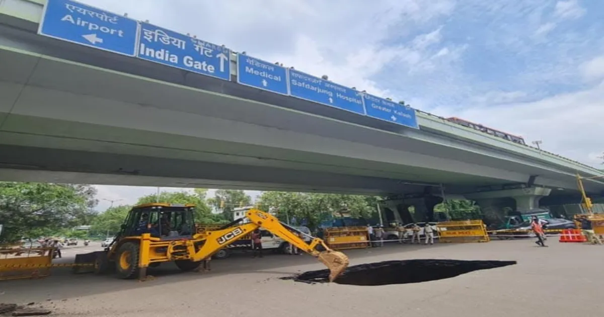 Delhi’s Masoodpur Flyover Road Caves In, Metro Site Blamed