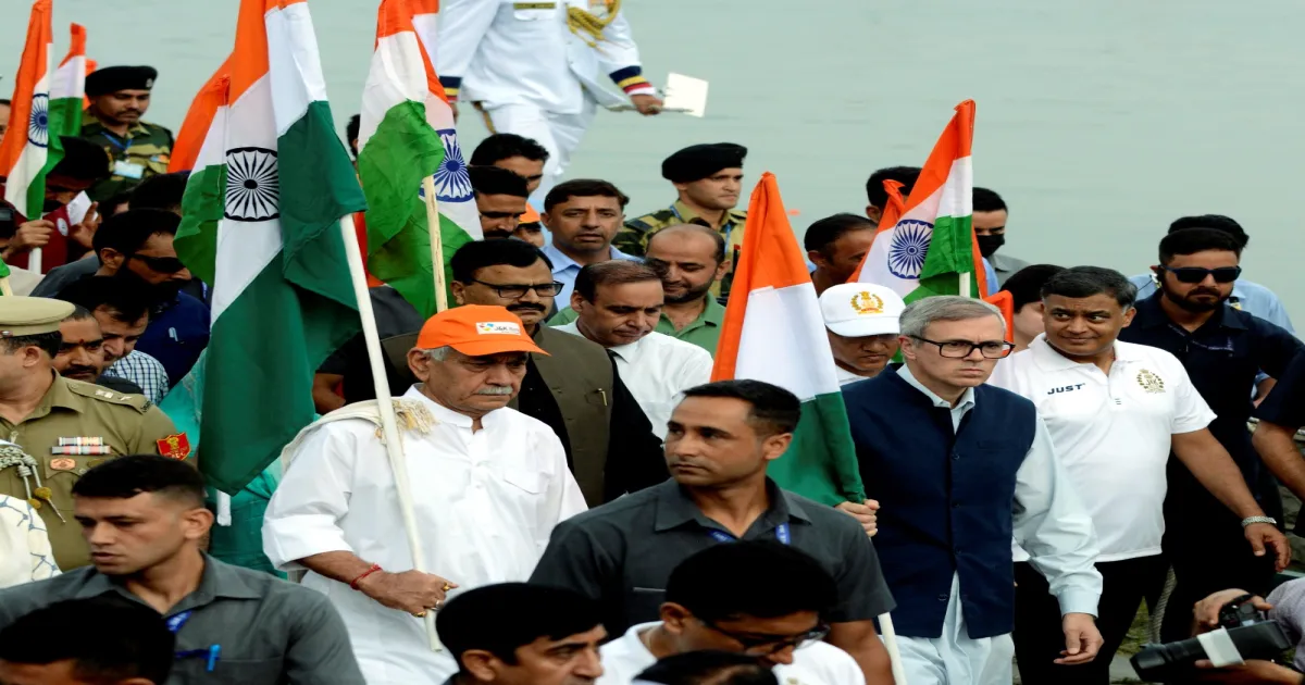 Omar Abdullah Champions National Flag at Tiranga Rally
