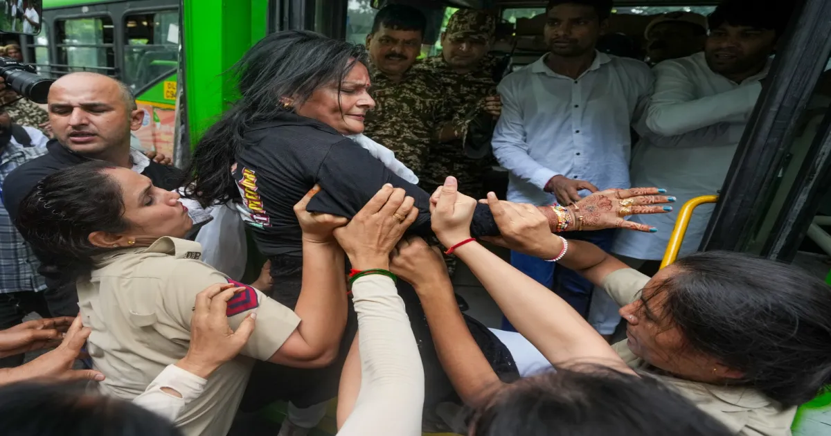 Youth Congress Detained in Fiery Clash Over BJP's Alleged Vote Heist