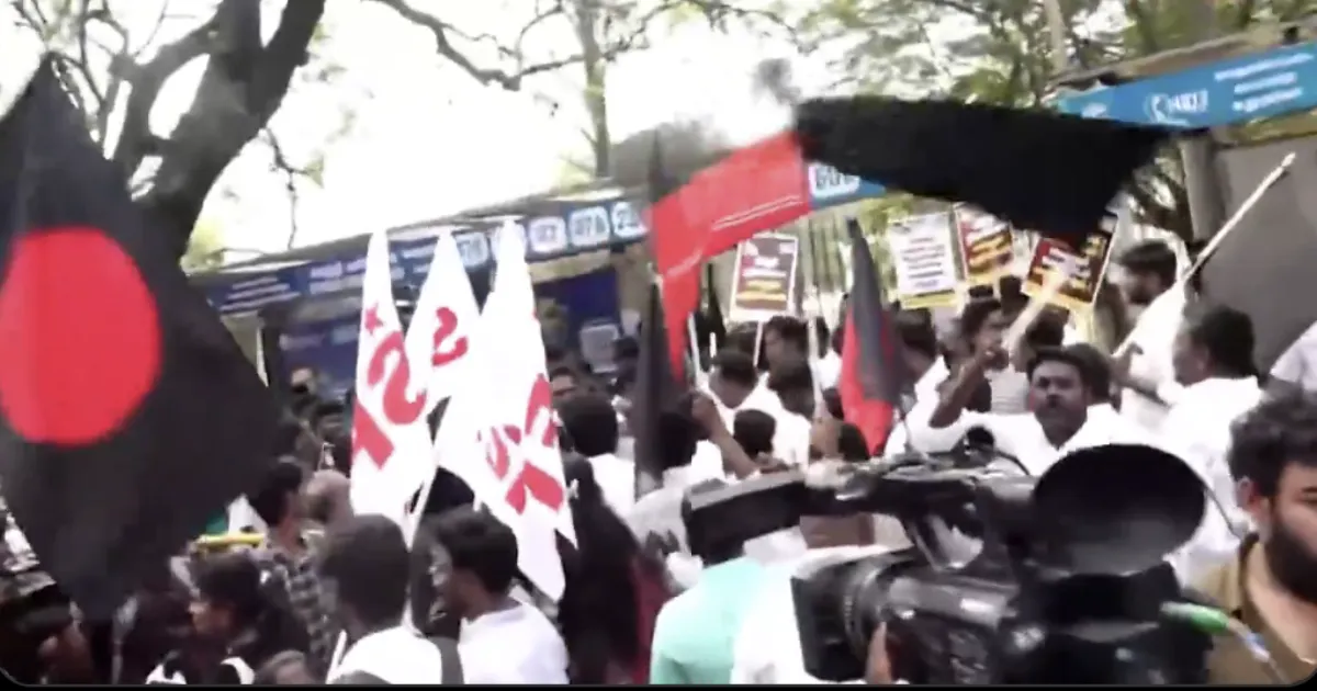 DMK STUDENTS PROTEST: Black Flags Fly at Union Minister in Chennai