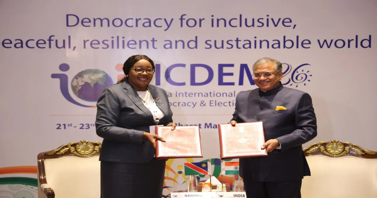 India Namibia Sign Election Management MoU at Delhi Conference