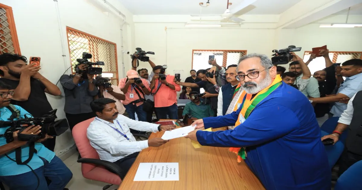 BJP President Rajeev Chandrasekhar Files Nomination From Nemom With Strong Party Support