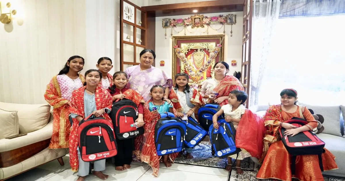 Rekha Gupta Performs Kanya Pujan In Delhi, Highlights Girls’ Education And Potential