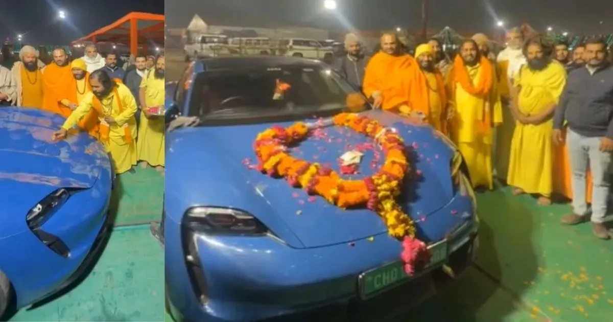 Satua Baba Cruises Magh Mela in Rs 2-Crore Porsche After Rs 3-Crore Defender
