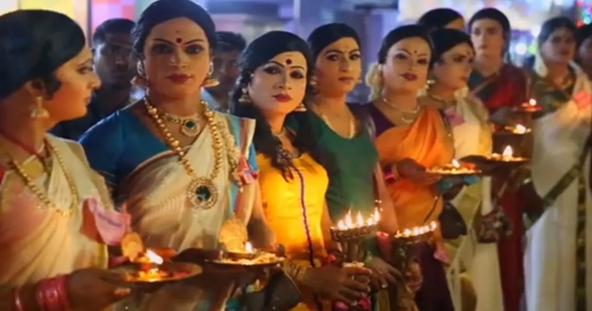 Thousands of Men Don A Saree To Honour This Goddess...! Find Out Why