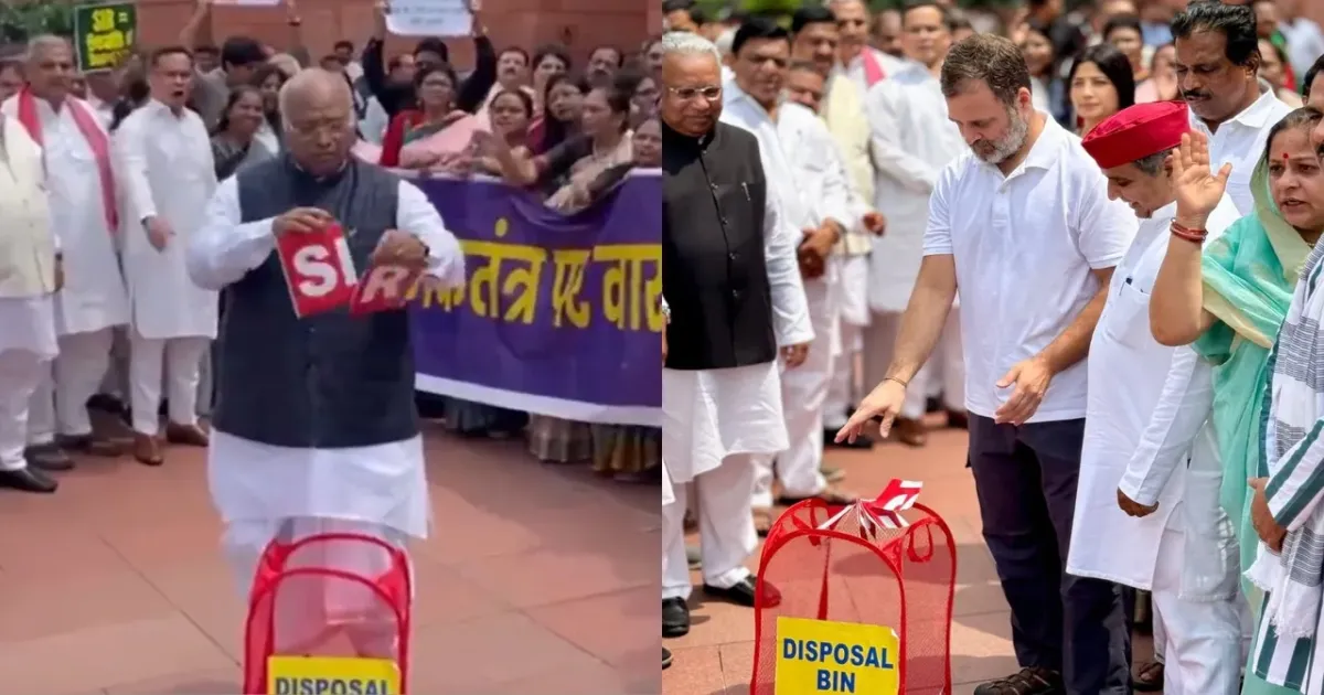 INDIA Bloc MPs Stage Dramatic Protest Against Bihar Voter Roll Revision