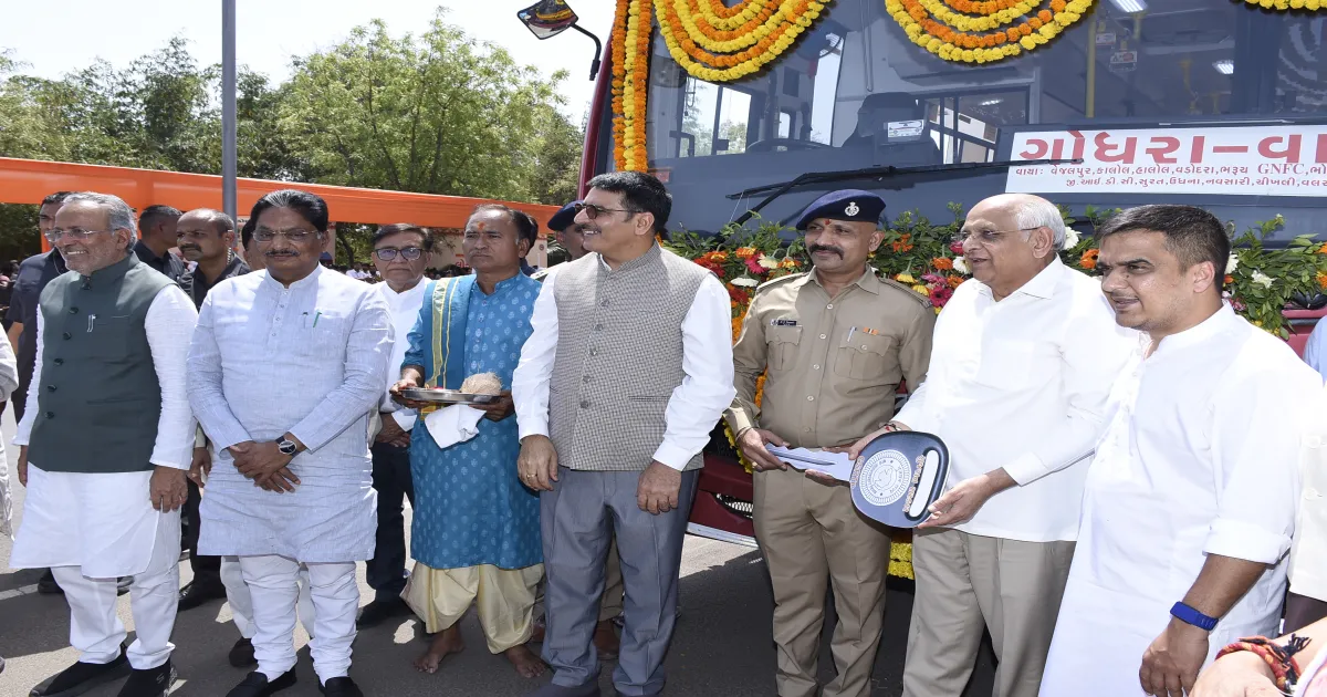 CM Bhupendra Patel Launches 182 GSRTC Buses, Strengthening State Transport