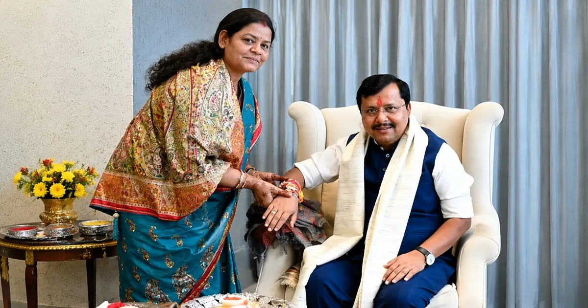 BJP Mahila Morcha Marks Raksha Bandhan With Party Chief Nitin Nabin