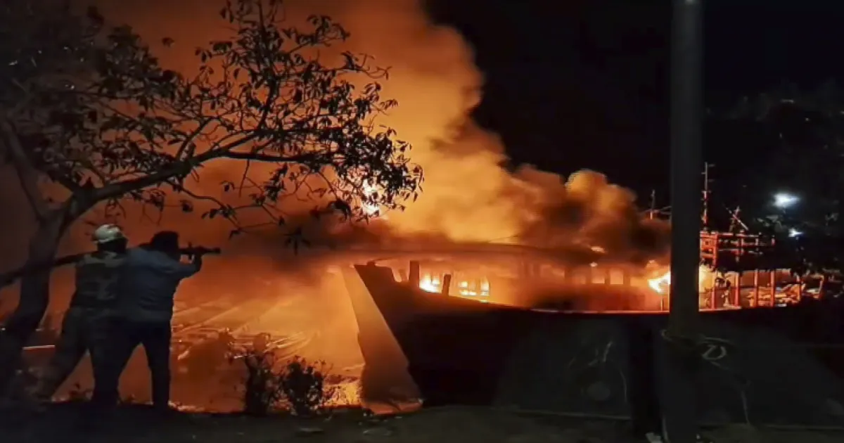 Massive Fire at Paradip Fishing Harbour Guts 17 Boats
