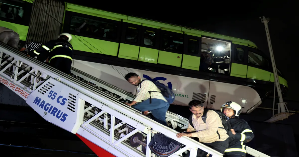 Mumbai Rains: Trapped Passengers Pulled From Stalled Monorail