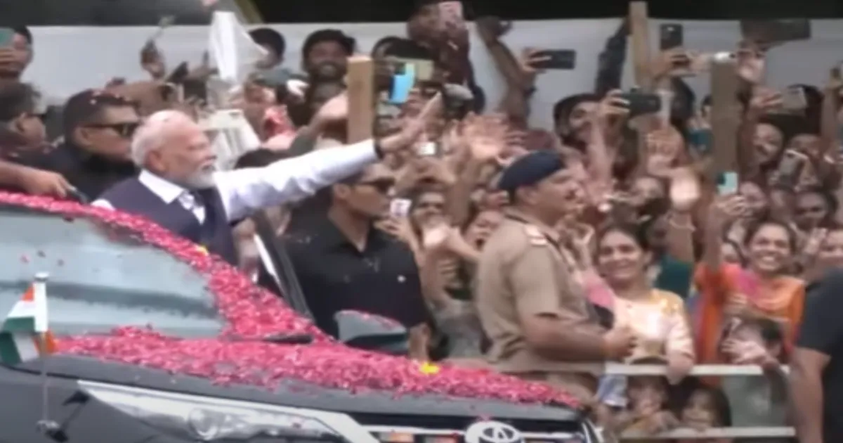 PM Modi Leads Grand Roadshow In Bhavnagar, Gujarat