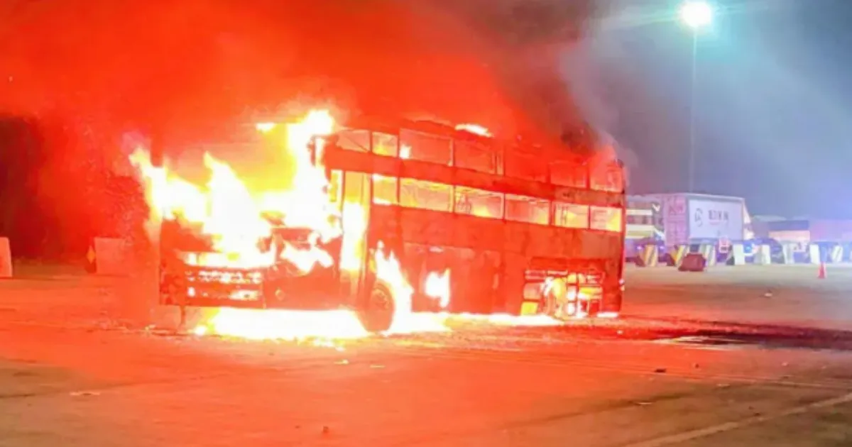 Double-Decker Bus Catches Fire, 70 Passengers Evacuated on Expressway