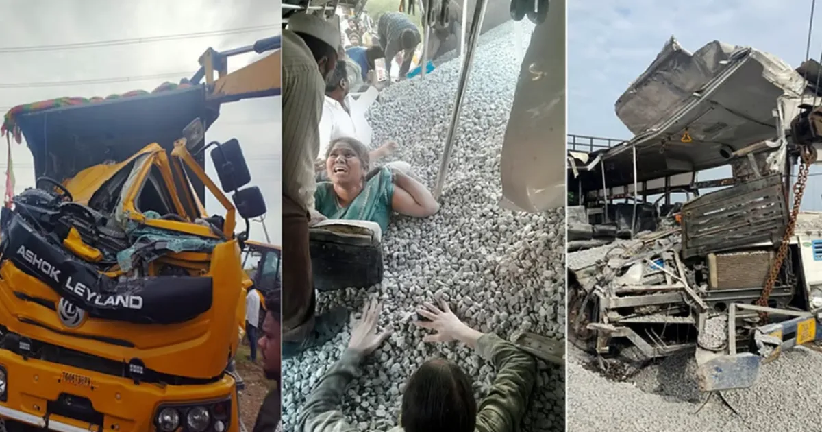 #BreakingNews: 17 Dead in Gravel Truck–Bus Collision in Telangana, Dozens Hurt