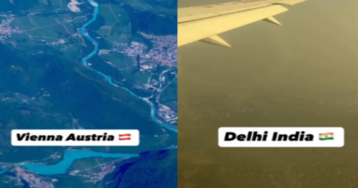 Viral Plane Video Reveals Stark Pollution Divide Between Delhi and Vienna