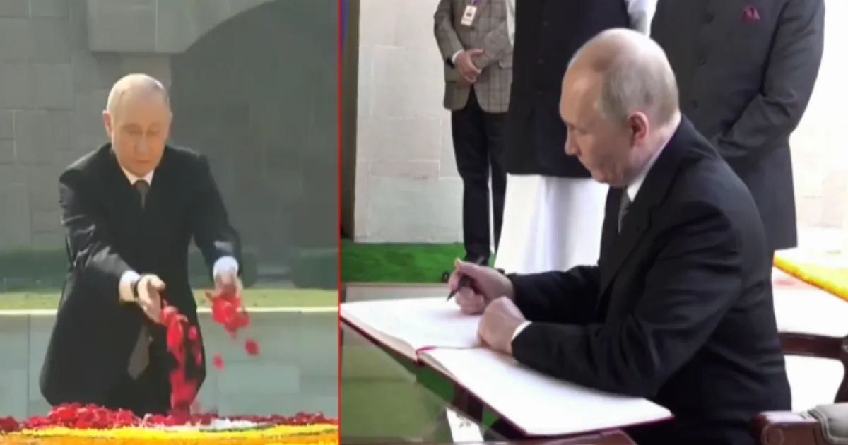 Putin Calls Gandhi ‘Great Son of India’ After Paying Tribute, Signs Rajghat Guestbook