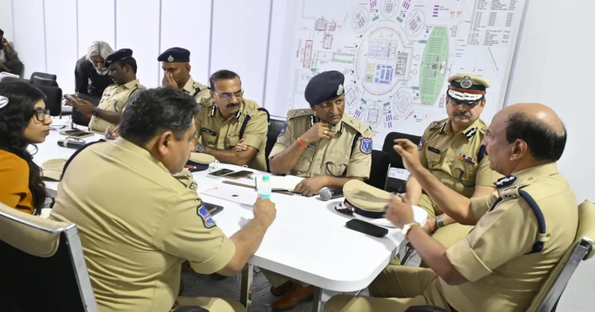 Massive Security Grid Deployed Around Telangana Rising Global Summit Venue in Meerpet
