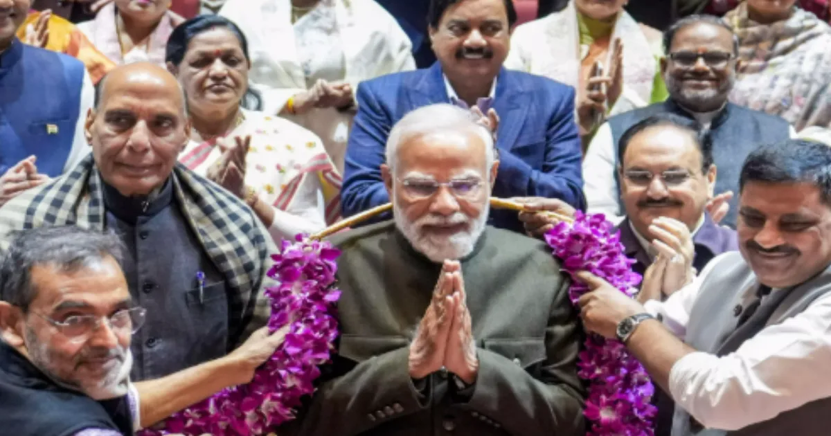 PM Modi Felicitated by NDA MPs After Bihar Landslide Victory