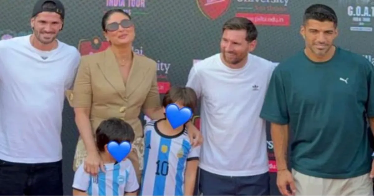 Kareena Kapoor Khan, Taimur and Jeh Greet Messi in Mumbai Ahead of Delhi Finale