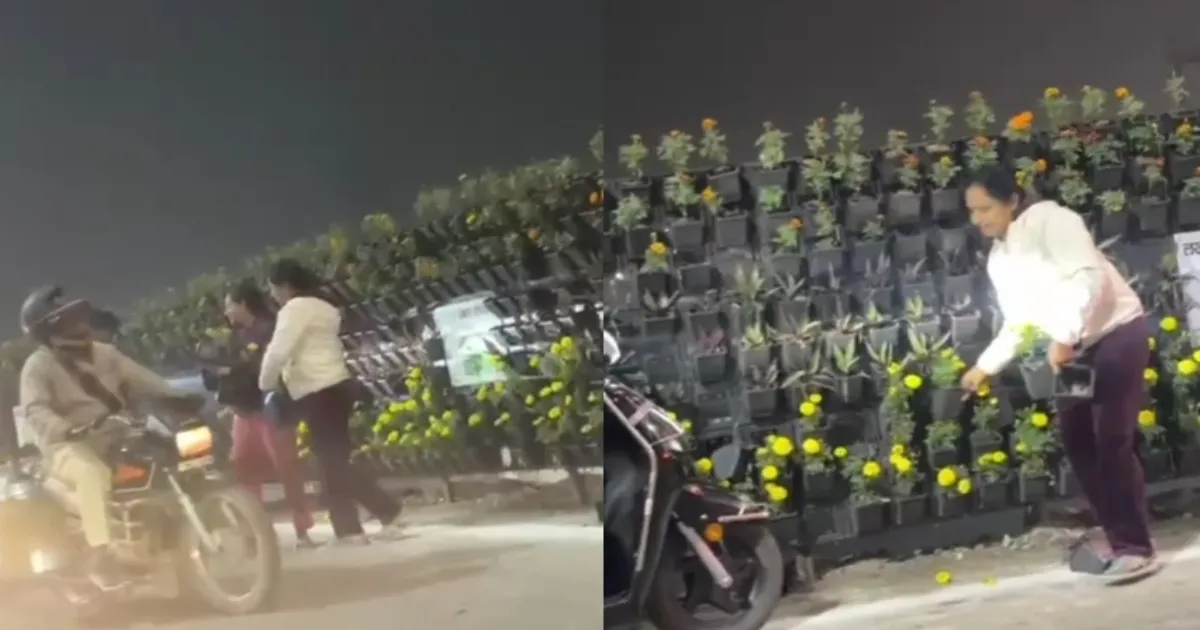 Lucknow Residents Steal Roadside Flower Pots Hours After PM Modi’s Event