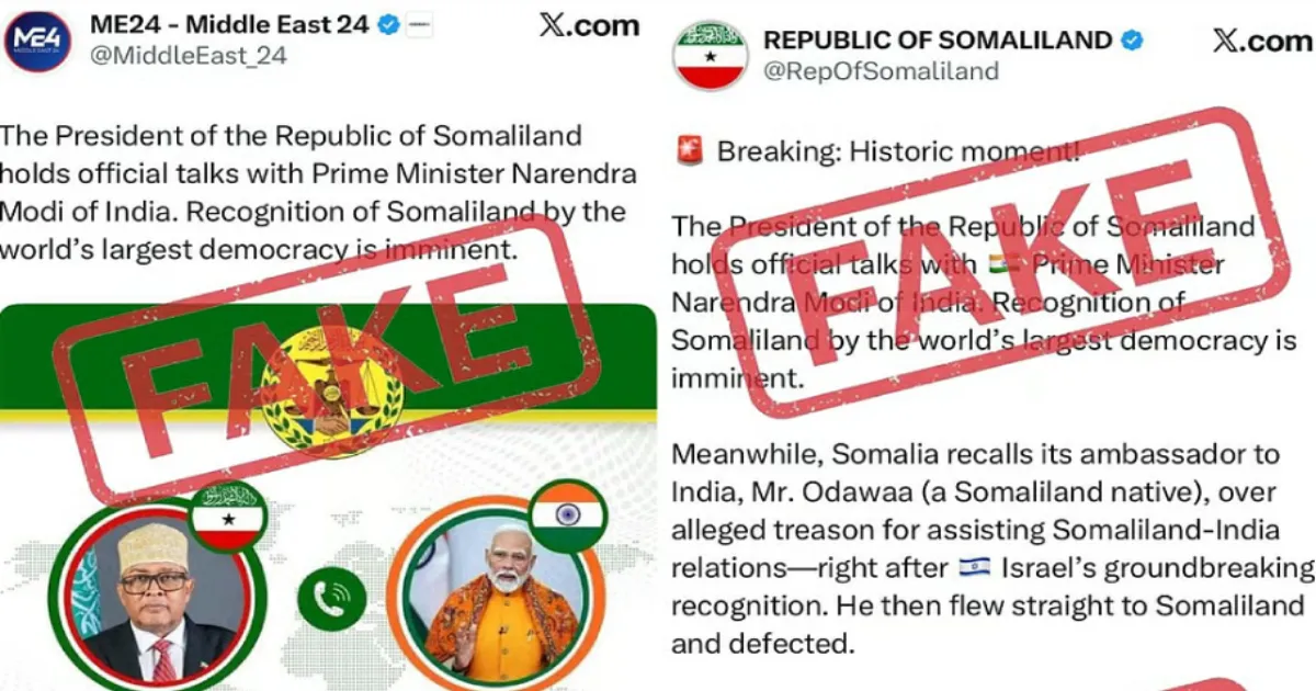MEA Debunks Claims of PM Modi Holding Talks with Somaliland President