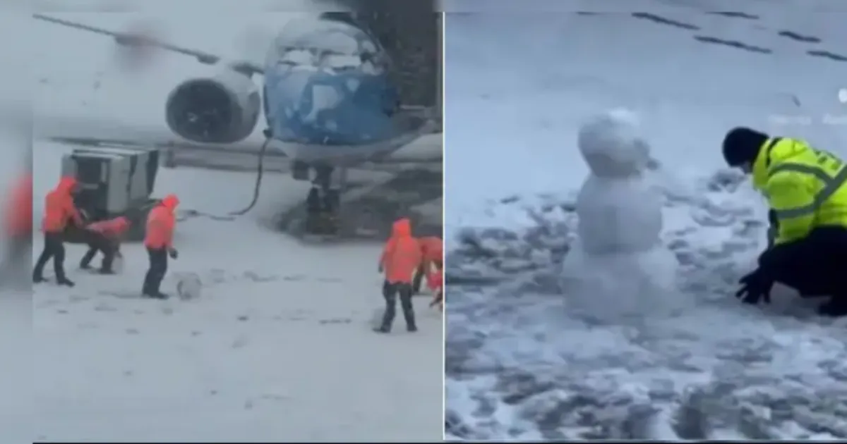 Snow Shuts Schiphol Flights, Airport Staff Go Viral with Snowman Moment