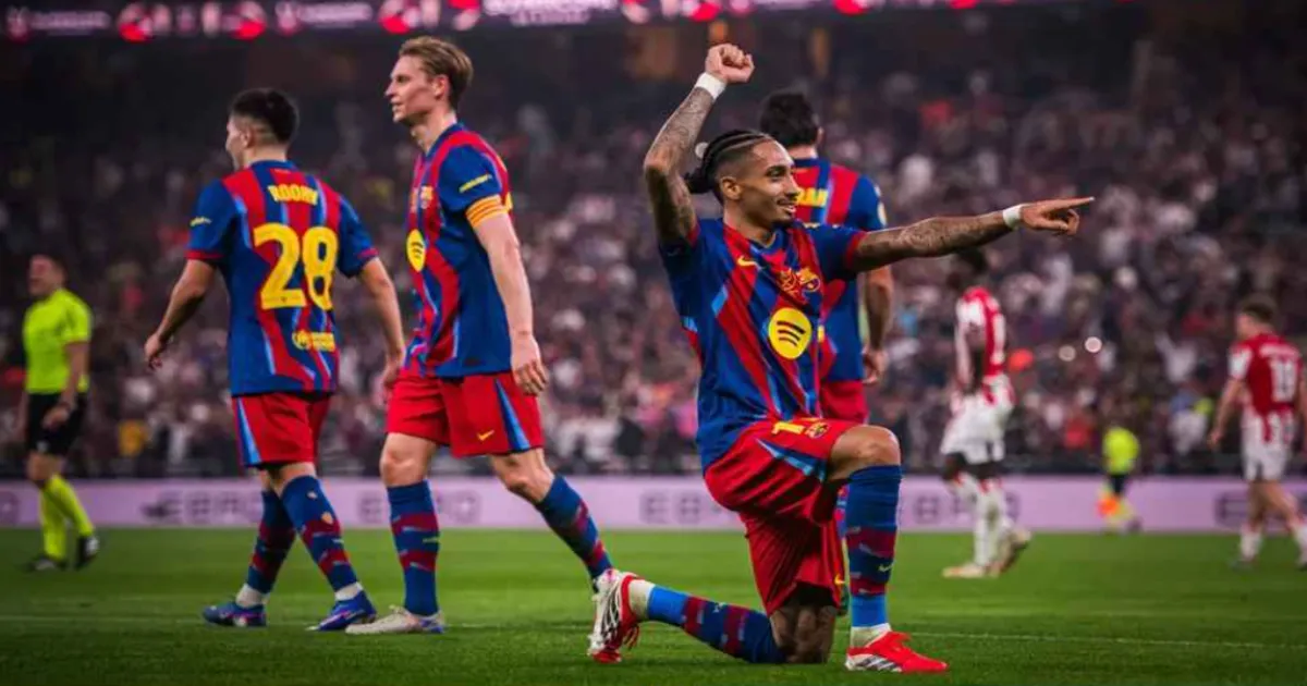 Raphinha Scores Twice; Barcelona Beat Athletic Bilbao 5-0 to Secure Spanish Super Cup Final Spot