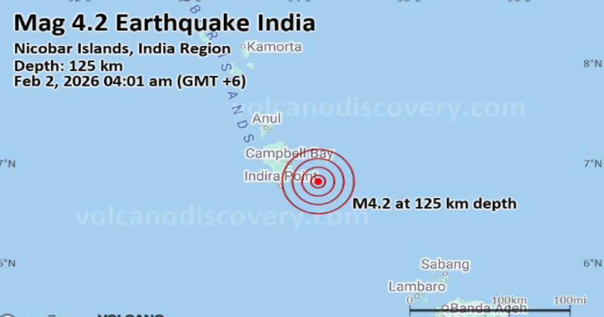 4.6 Magnitude Tremor Hits Andaman and Nicobar's Nicobar Islands at Shallow Depth