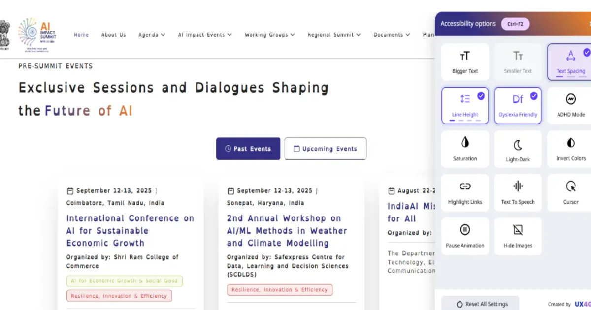 India AI Summit Website Enables Ctrl+F2 for Dyslexia, ADHD and Visual Comfort Modes