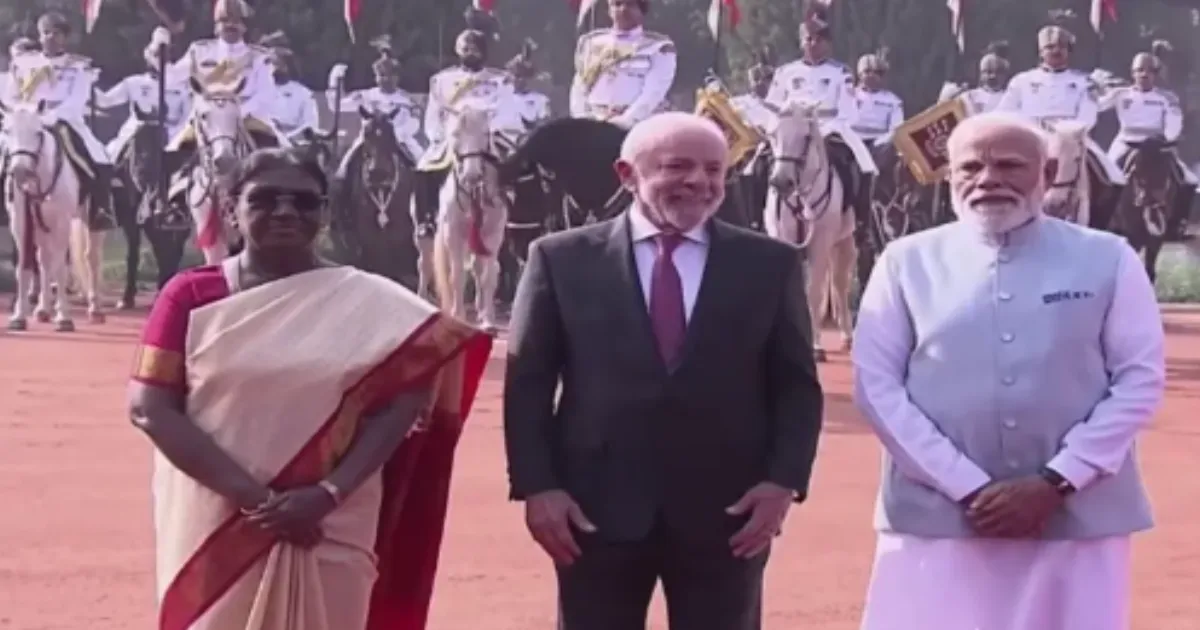 PM Modi and President Murmu Welcome Brazilian President at Rashtrapati Bhavan in Historic State Visit