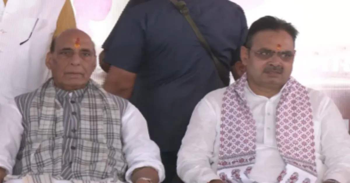 Rajnath Singh, Bhajanlal Sharma Share Vehicle in Nagaur; Signal Fuel Conservation Push