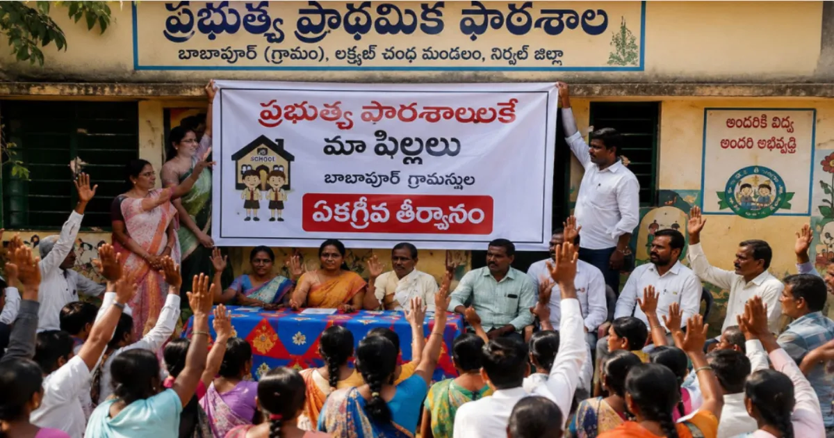 Babapur Village in Nirmal District Passes Resolution Enrolling All Children in Government Schools
