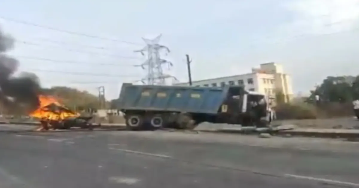Dumper Truck Drags Car 500 Metres; Driver Flees After Two Burn to Death on Jabalpur Highway