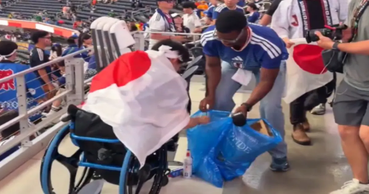 Wheelchair-Bound Japan Fan Steals Show With Heartwarming Stadium Cleanup Act