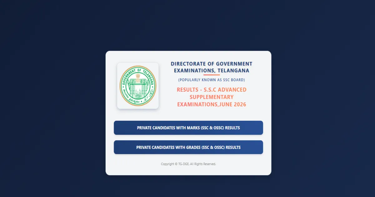 TS SSC Supplementary Result 2026 Declared On BSE Telangana Website
