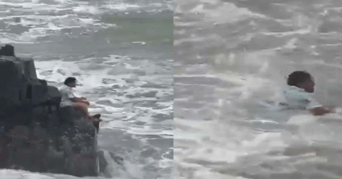 Karnataka Tourist Swept Away at Goa's Baga Beach Despite Repeated Warnings; Video Goes Viral