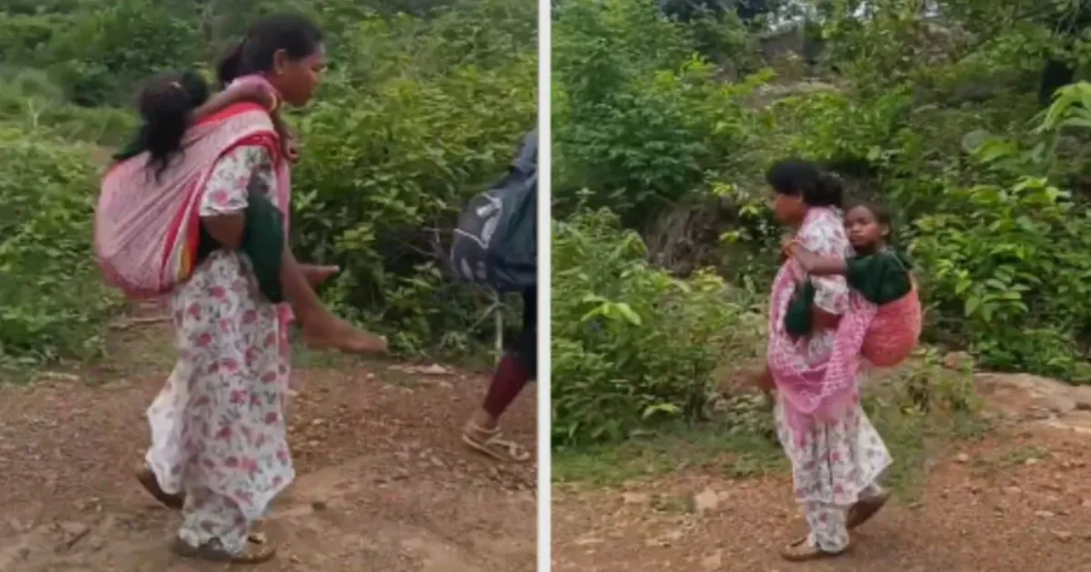 Andhra School Warden Carries Ill Student on Back Through Forest Terrain