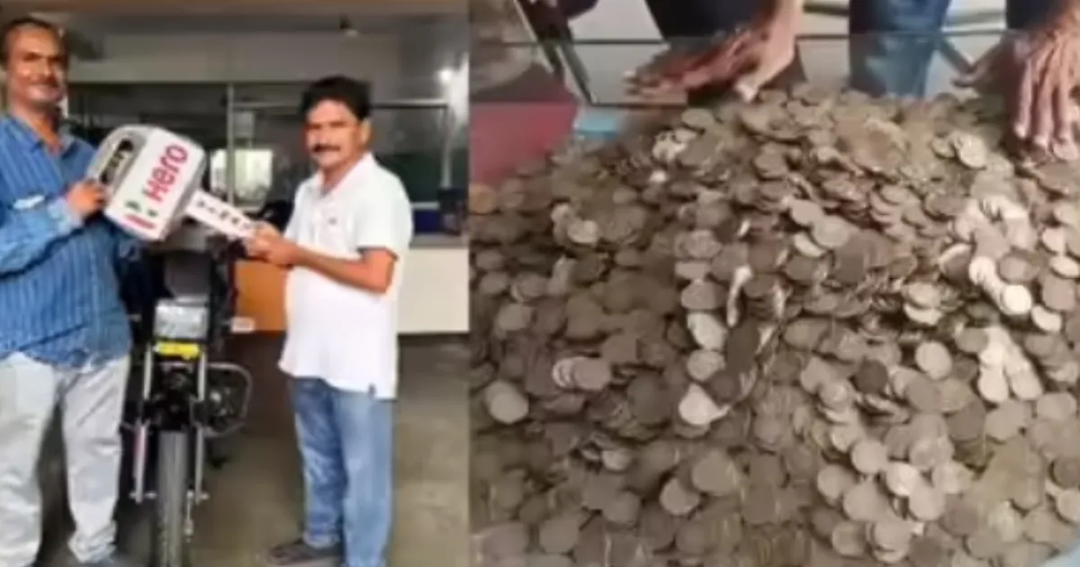 Telangana Man Buys Rs 1.10 Lakh Bike Paying Entirely in Rs 10 Coins