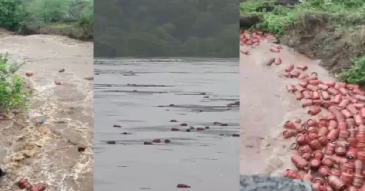 3,000 Gas Cylinders Swept into River After Flood Breaches HPCL Plant in Raigad