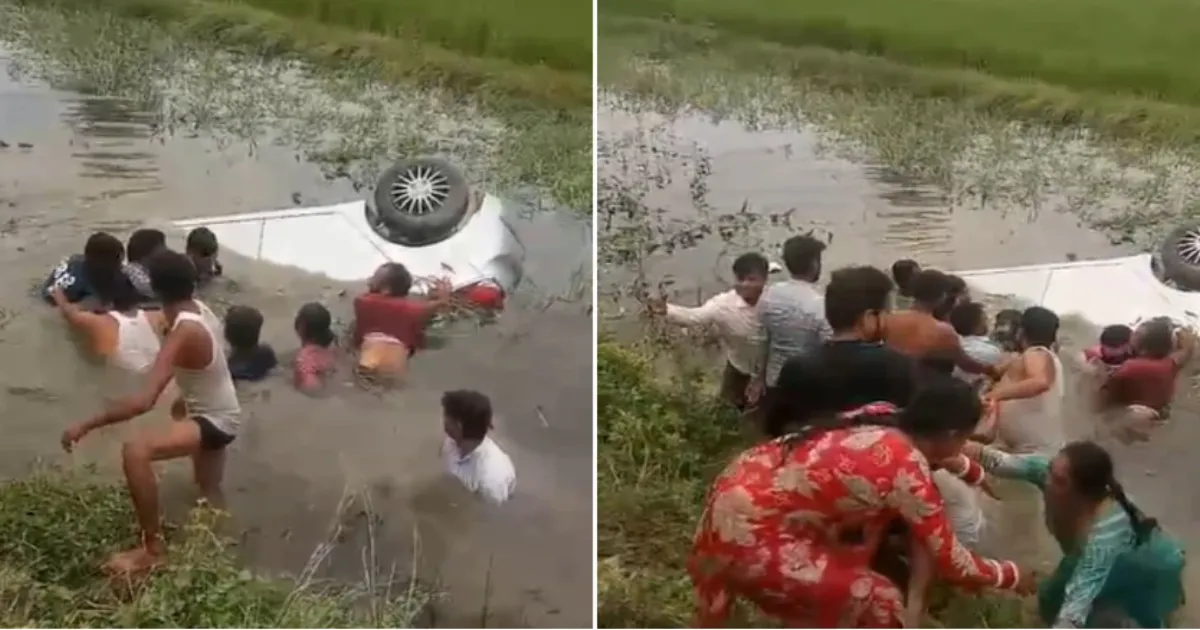 Five Friends Rescue Family From Sinking Car in UP Ditch