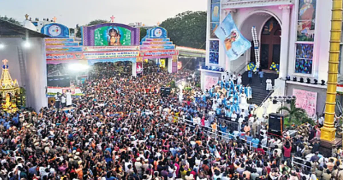 Annai Velankanni Church Festival: Thousands Join Flag-Hoisting, Chariot Procession