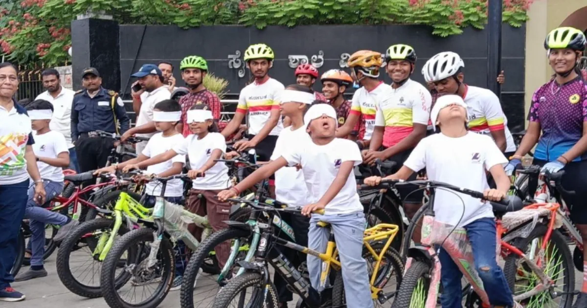 Vijayapura Children Ride Bicycles Blindfolded to Set World Record