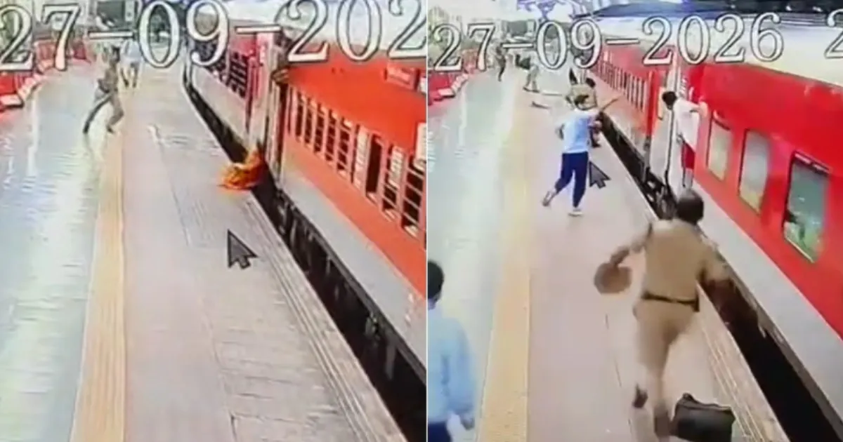 Prayagraj Junction Rescue: RPSF Officials Pull Woman From Under Moving Train