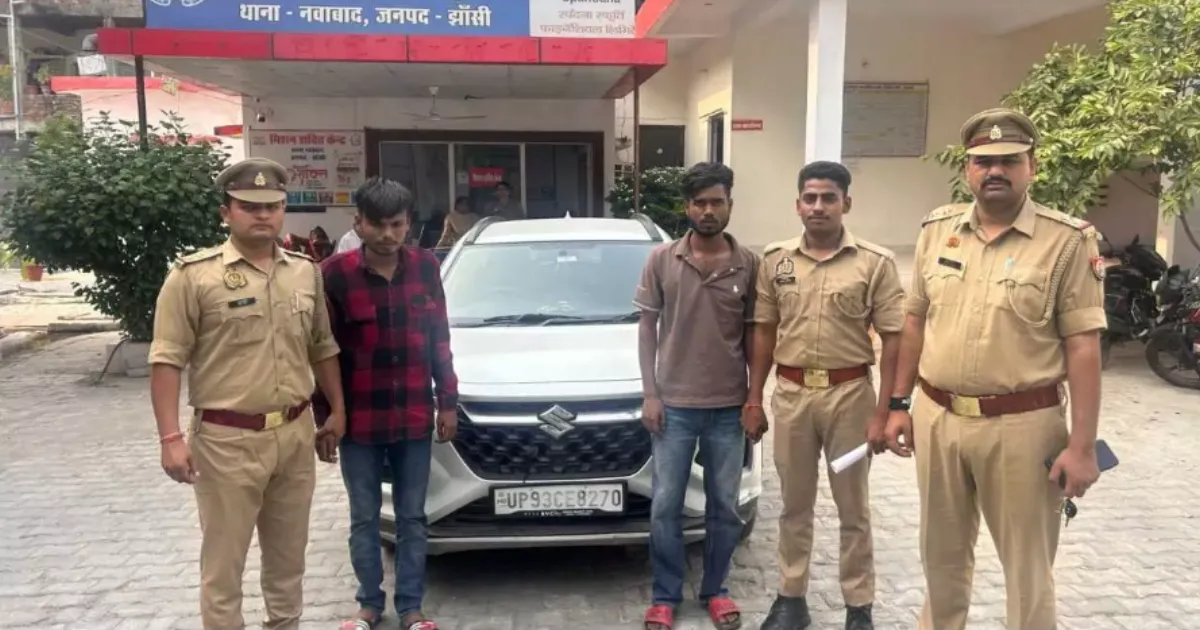 Jhansi Police Arrest Two Men Over Moving Car Stunt