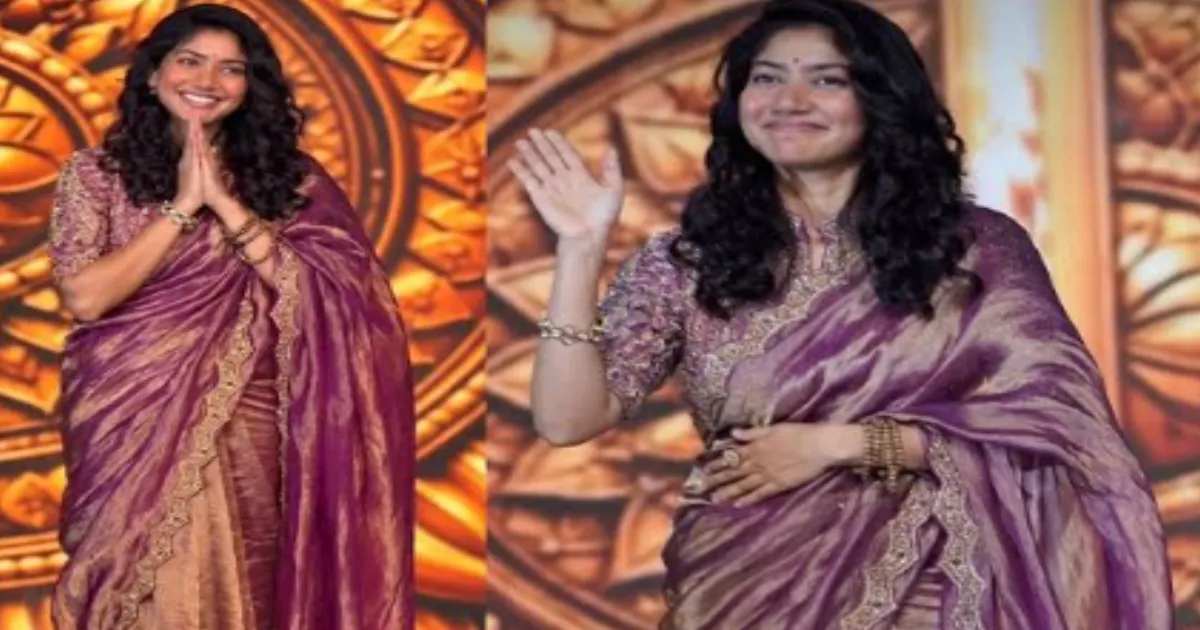Sai Pallavi Wears Purple Tissue Silk Saree at Ramayana Event