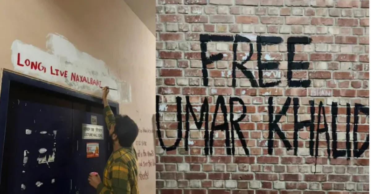 ABVP Alleges ‘Free Umar Khalid’, ‘Long Live Naxalbari’ Slogans on JNU Walls