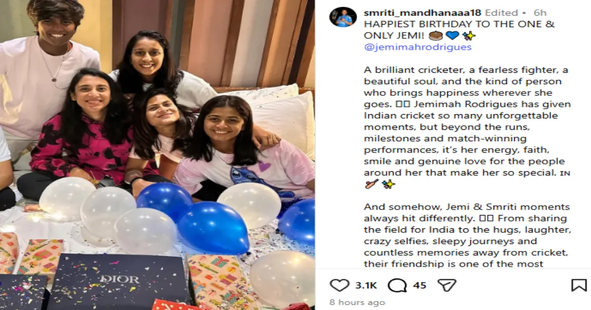 Smriti Mandhana Wins Hearts With Heartfelt Birthday Wish For Jemimah